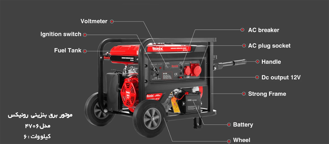 موتور برق بنزینی رونیکس 6 کیلو وات مدل RH-4706